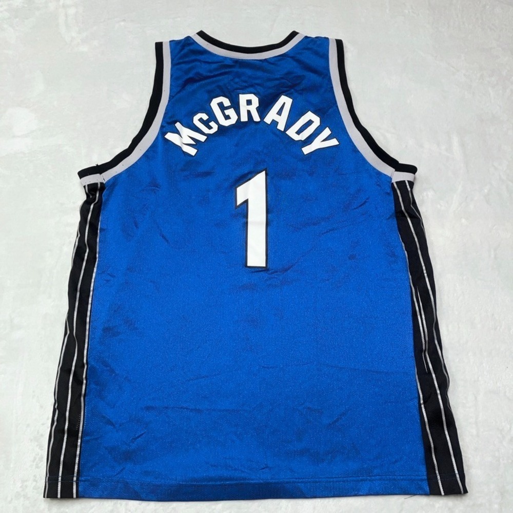 VTG 90s Champion Orlando Magic Basketball Jersey #1 Tracy McGrady Mens L - Picture 3 of 6